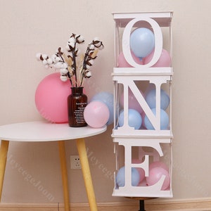 Marco de tablero de espuma Hollow Out A-Z, cajas de globos personalizadas, plantilla de mosaico de globos, marco de mosaico de globos, bloques de baby shower, caja de llenado de letra ONE