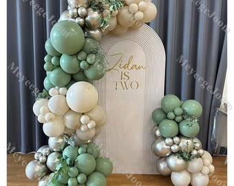 122 Födelsedagsfest Ballongkit Sandgröna Boho Ballonger Babyshower Flicka Könsavslöjande Festtillbehör Bröllopsdagsdekoration Blivande Brud