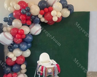 105pcs Baseball Balloons Arch Kit Red Navy Blue Sports Balloons Baby Shower Gender Reveal Boys Birthday Background Fall Party Decor