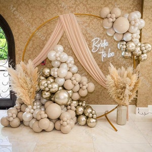145pcs Wedding Balloon Arch Doubled Pearl White Gold Boho Balloons Bridal Shower 1st Birthday Background Baby Shower Gender Reveal Decor