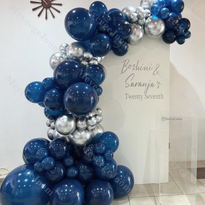 81pcs palloncino ghirlanda arco kit blu navy argento boho palloncini baby shower festa di compleanno sfondo genere rivelare anniversario decorazione nuziale