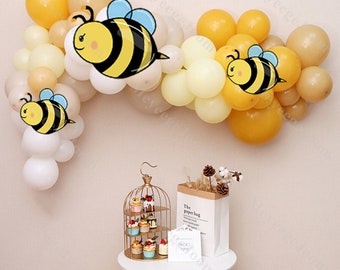 91pcs Bee Balloon Arch White Yellow Garland 1st Birthday Bumble Bee Baby Gender Reveal Balloon Gift Bridal Shower Anniversary Wedding Decor