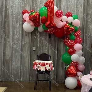 94pcs Sweet One Fragola Balloon Party Kit Pastel Pink Red Green Fruit Balloons Fragola Compleanno Baby Shower Matrimonio Summer Fruit Party