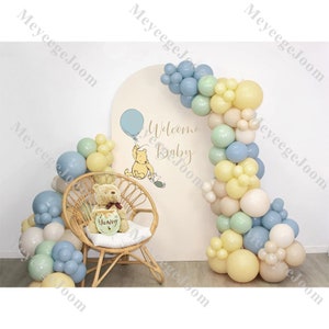 115 Bearly Balloon Garland Arch Kit Sand Blue Decorative Balloons for Party Gender Reveal Baby Shower Birthday Party Supplies Wedding Globos
