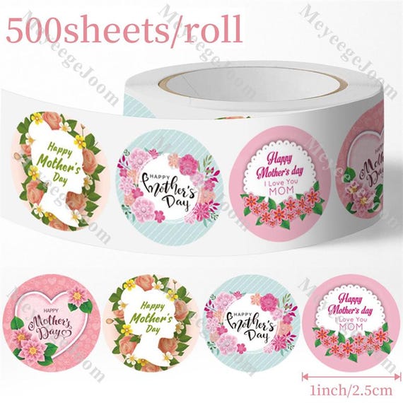 500 Adesivi Per La Festa Della Mamma - Etichette Floreali Con Scritta Happy Mother's Day, Diametro 2,5 Cm, Impermeabili, Per Decorazioni E Regali - 2