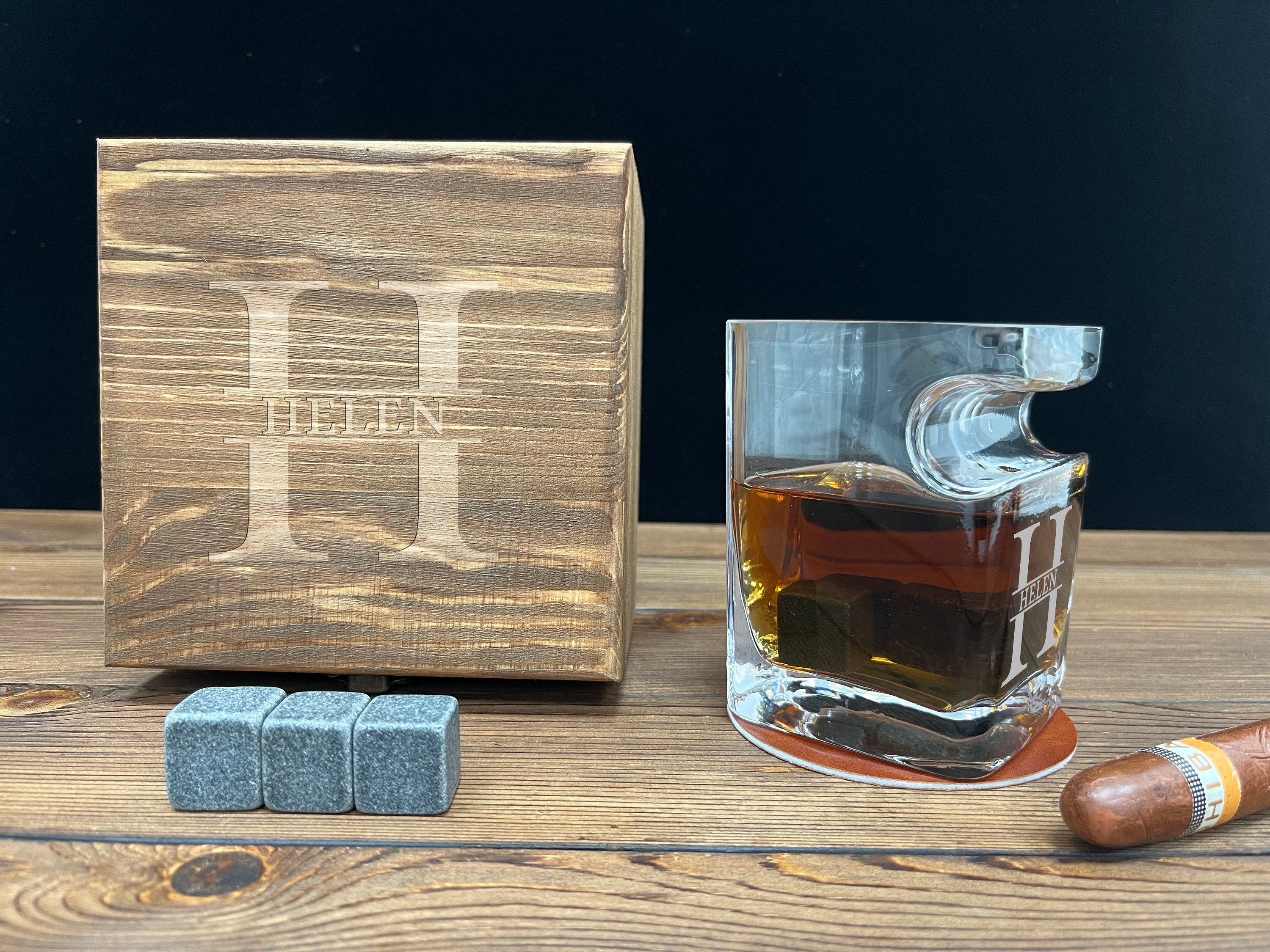 Cigar Holder Whiskey Glass Personalized, Groomsman, Engraved Gifts for ...
