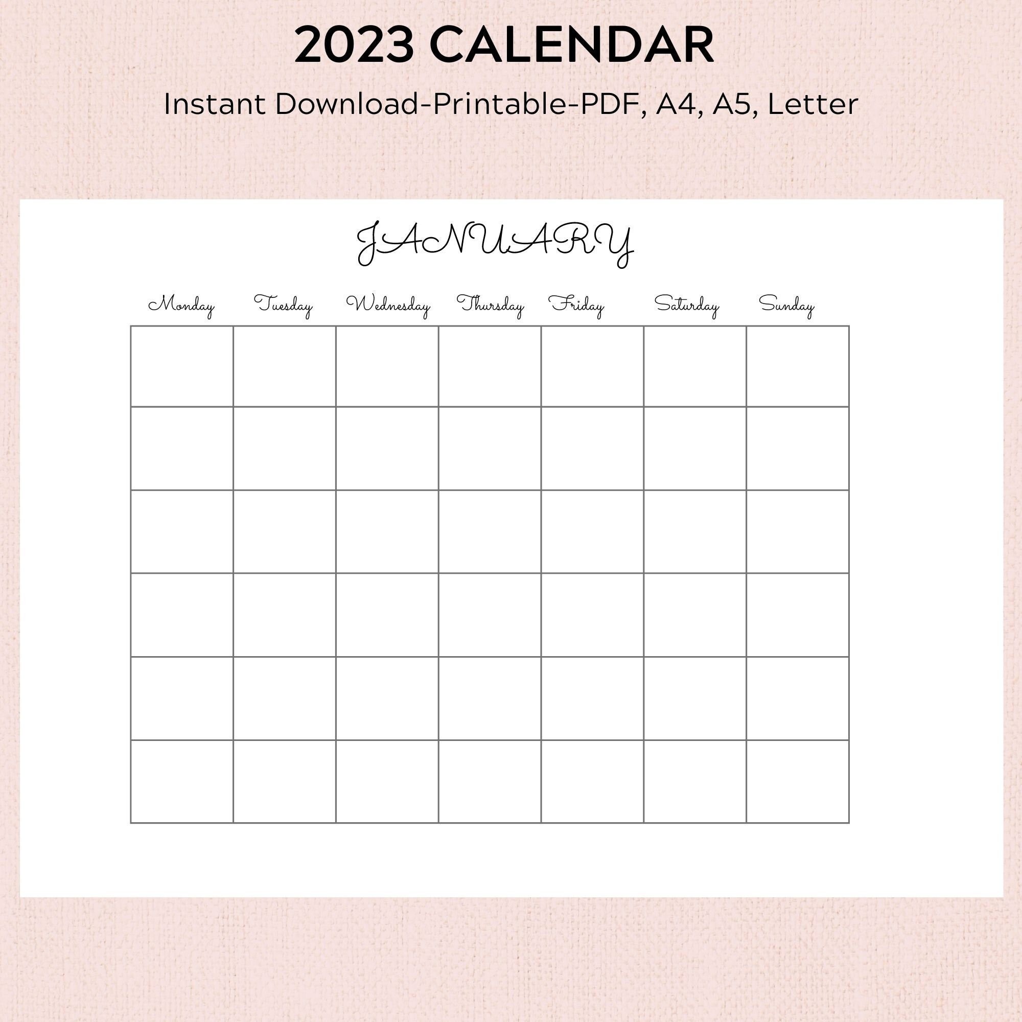 blank calendar pdf etsy
