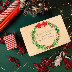 Weihnachtsgeschenke Personalisiert Holzkiste Weihnachtskranz | Wunschtext Weihnachten Geschenke | Dein Eigener Geschenk Weihnachtsdeko