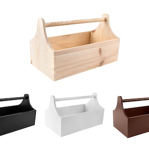 Houten opbergdoos gereedschapskist met handvat | 4 kleuren | 34 x 18 x 20,5 cm (+/- 0,5 cm) | Gereedschapskist natuurlijk hout | Gereedschapstas Garage Ambachtelijke opslag