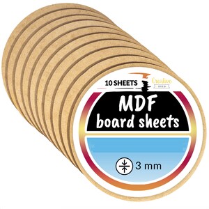 10 x rond mdf-plaatpaneel | 2 varianten | Houten lege cirkel voor het tekenen van kunst en ambacht, schilderen, doe-het-zelf lasergesneden pyrografie