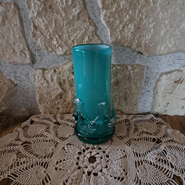 Vase en verre soufflé d'art polonais Cracovie