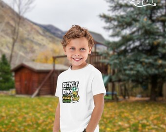 T-Shirt Organica per Bambini 'Ricicla come un Dinosauro' - Eco-Friendly e Certificata GOTS