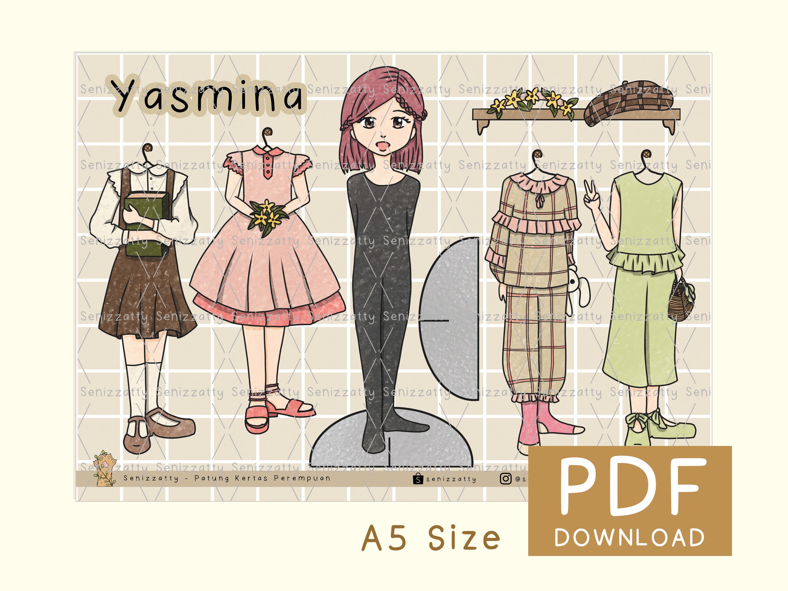 Girl Paper Doll Printable Kid Craft Holiday Activity Digital Download ...