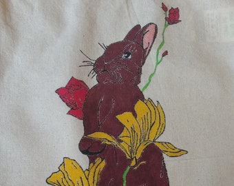 small cotton bag ''bunny and flowers'' by Lenas Taschen