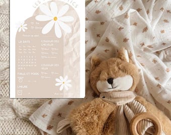 Printable Baby Shower Games with a Daisy Theme, 6 Baby Shower Prediction Games in French, Baby Shower Activity Pack (PDF)