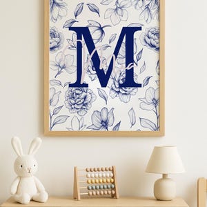 Conjunto de 9 pósteres A4 personalizables – Archivo digital – Decoración floral para habitación infantil