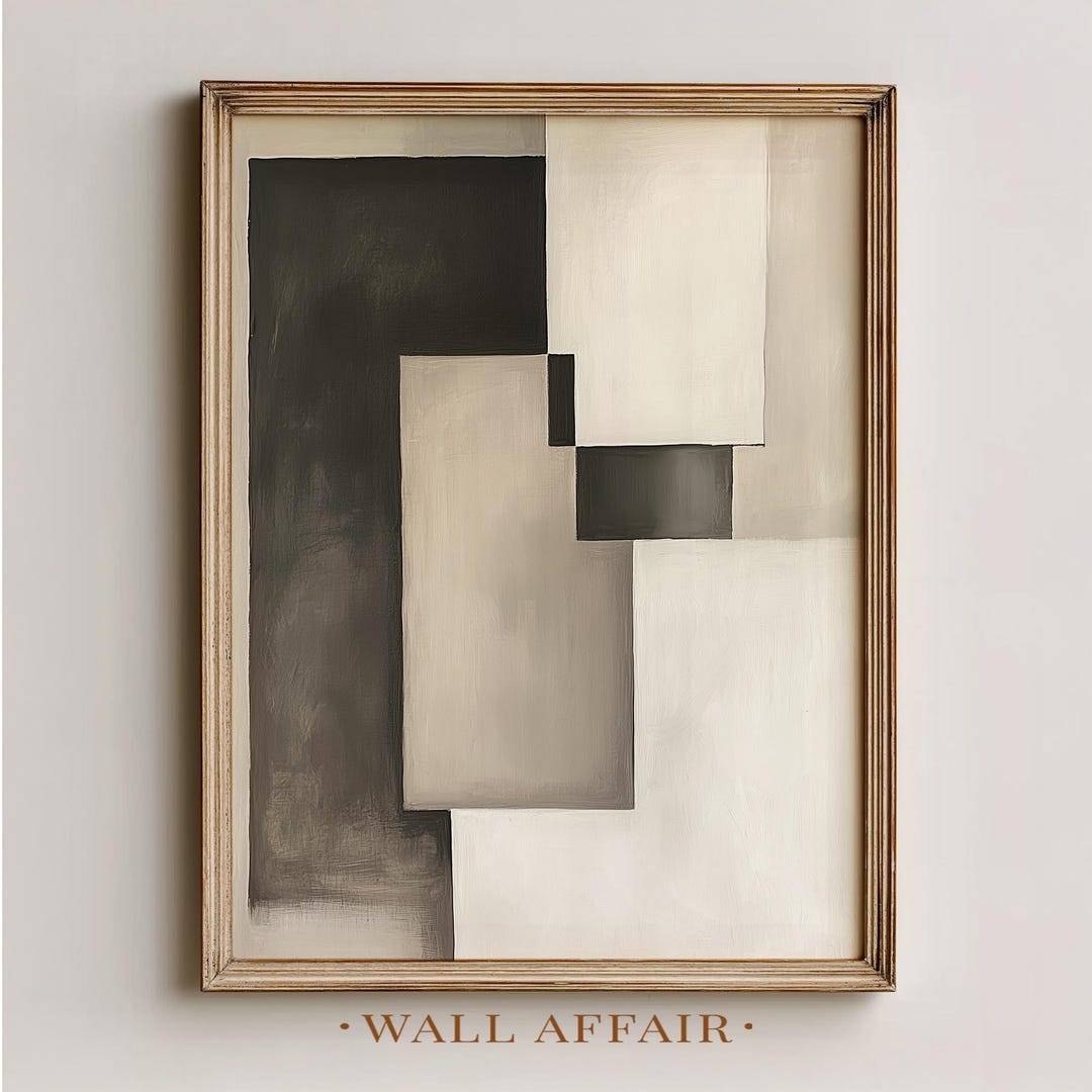Minimalist Abstract Wall Art Printable, Japandi Geometric Blocks in ...