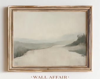 Serene Pastel Landscape with Winding Path - Minimalist Abstract Art, Soft Impressionist Print, Calming Digital Wall Decor, Download 121
