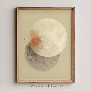 Due cerchi sovrapposti in terracotta polverosa e salvia - Arte murale moderna e minimalista stampabile, download digitale terroso, arredamento boho rilassante 733