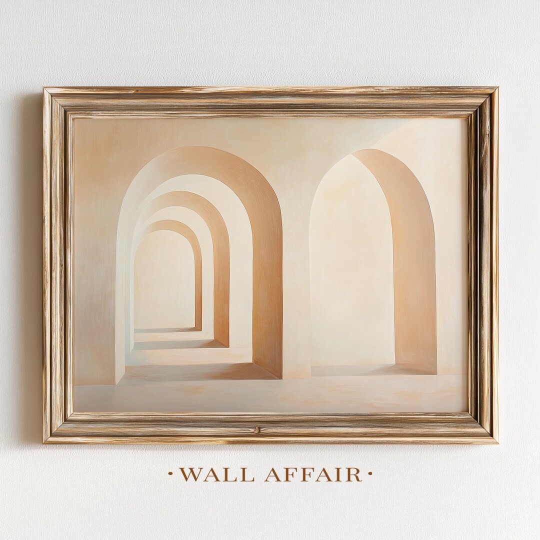 Neutral Printable Minimalist Arched Doorway Scene - Calm Architectural ...
