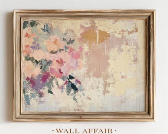 Abstracte bloemencompositiekunst - zachte pastelbloemen, romantisch minimalistisch schilderij, neutrale moderne muurkunst, afdrukbaar decor, romantisch 109