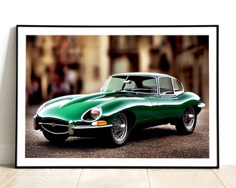 Jaguar E-Type Original 1960s Car Fine Art Print, High Quality Print of a Classic Car, Jaguar Wall Art,  Jaguar Poster, Home Decor