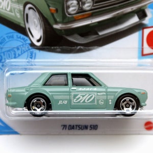 Hot Wheels '71 Datsun 510 Bluebird Perfektes Geburtstagsgeschenk Einzigartiges seltenes Miniatur-Japan-Sammlerstück-Modellauto in versiegelter USA-langer Karte