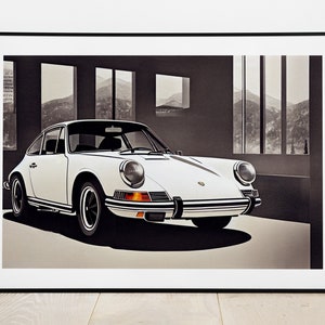 Porsche 911 Original 1970s Car illustration, High Quality Print of a Classic Car, Wall Art Decor,  Perfect Present Idea, Home Decor Poster