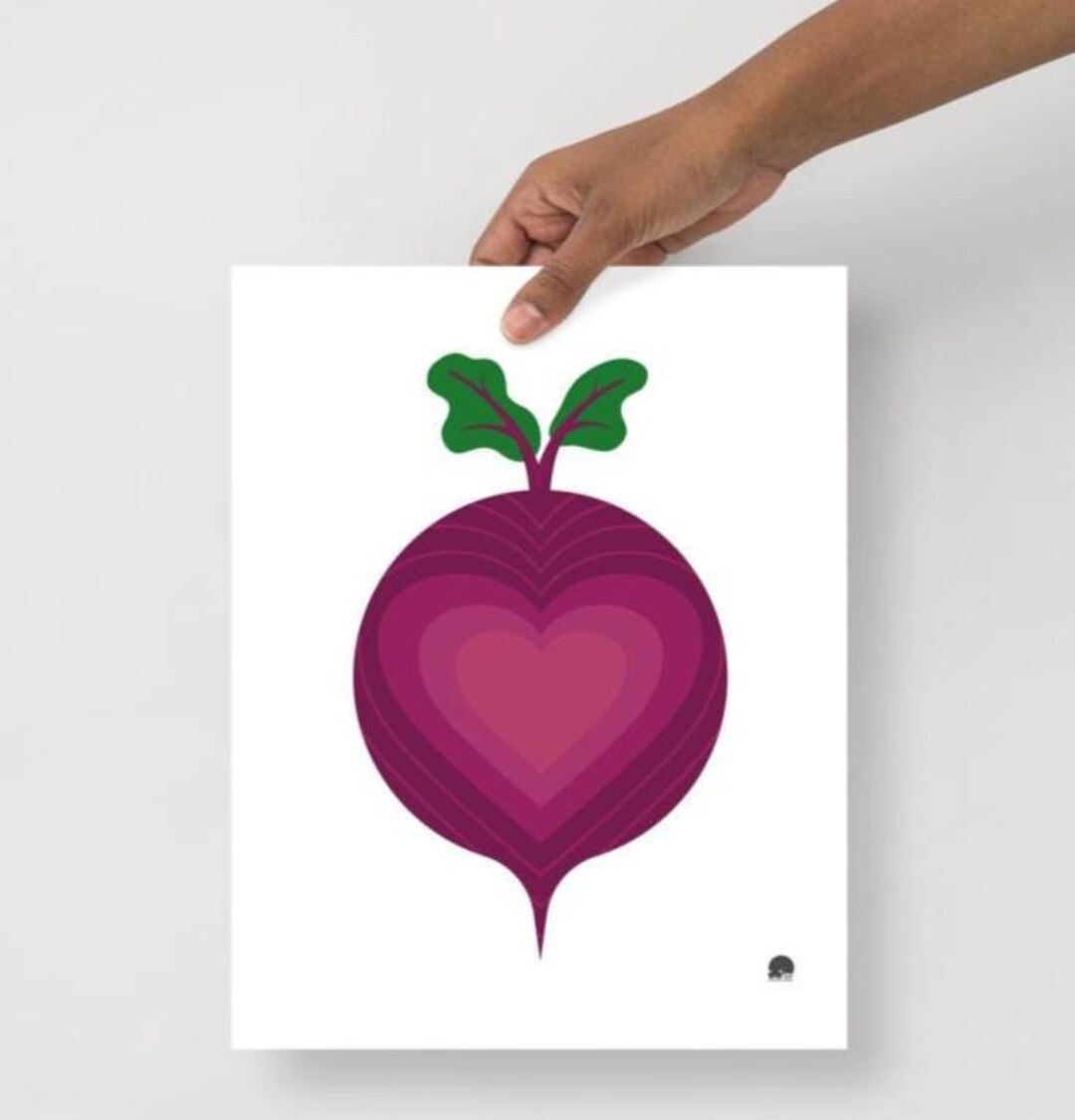 Heart Beet - Purple and Green Beetroot Poster Print, Wall Art, Home ...