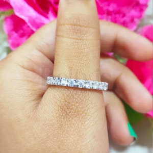 0.50 CT Round Cut Diamond Wedding Band, Gorgeous Eternity Anniversary Band, 925 Sterling Silver Ring, Simulated Diamond Ring, Delicate Ring