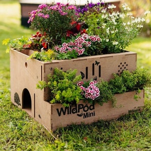 Wildlife Planter with Hedgehog House, Bee Hotel, Butterfly House and more. Perfect Gift - Gardeners, Children & Nature Lovers