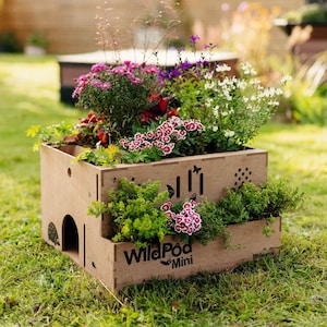 Multi-Habitat Wildlife Planter: Hedgehog House, Bee Hotel, Butterfly House & more. Perfect for Nature Lovers, Gardeners, Easter Gift