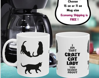 クレイジーキャットレディマグカップ、面白いコーヒーカップ、皮肉なギフト