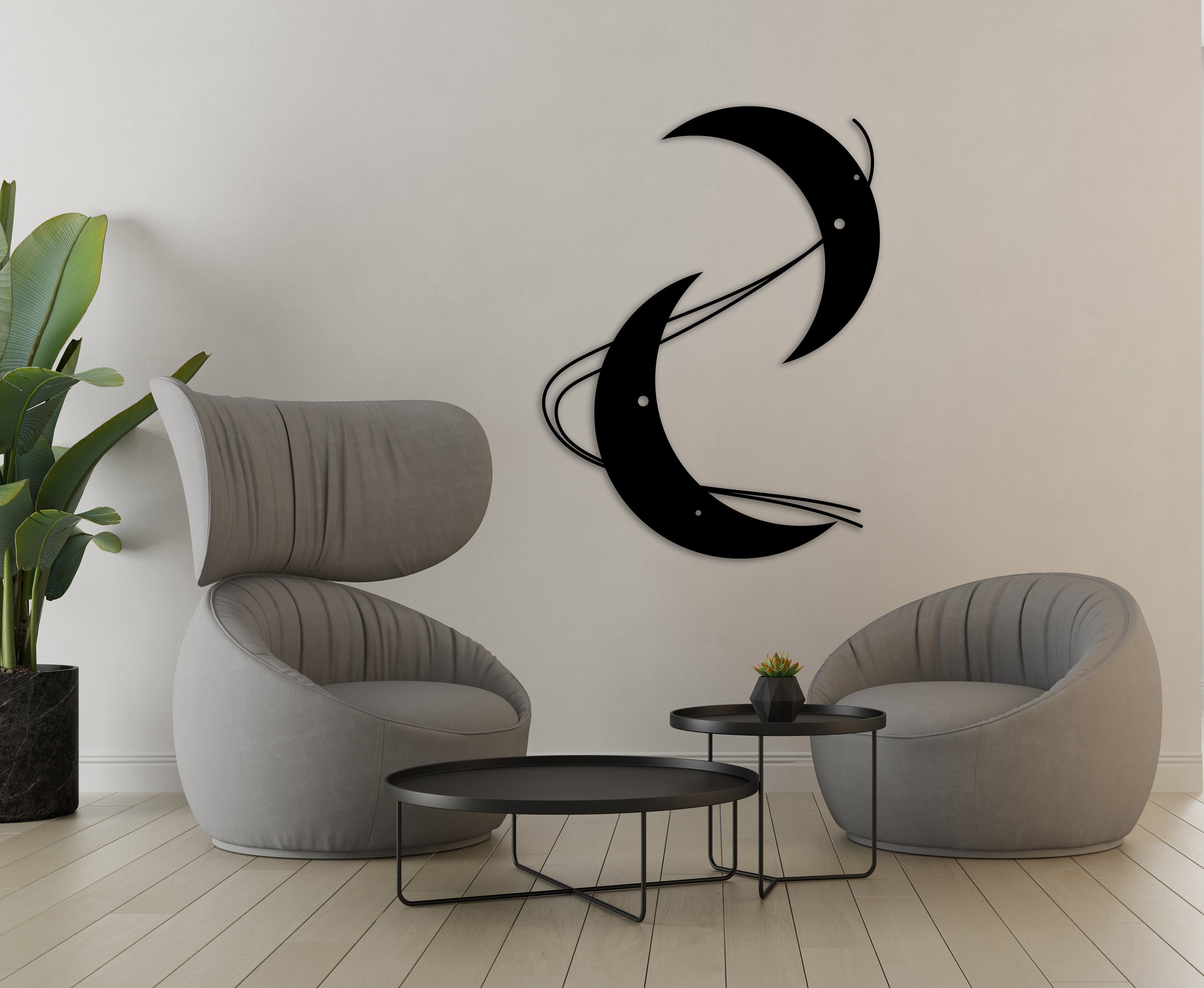 Eclipse Metal Wall Art Yin Yang Metal Wall Decor Moon Wall Etsy