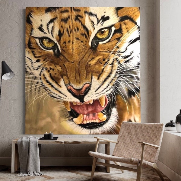 wild beauty oil painting of a tiger