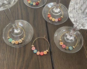 Personalised Wine Glass Charms. Custom Made. Hen Party. Party Favours
