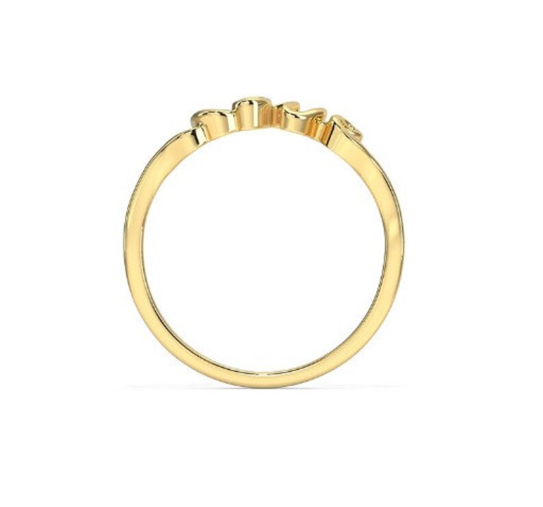 925 Sterling Silver Love Ring, Love Cursive Gold Ring, Yellow Gold Ring, Small & Cute Love Ring