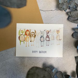 Postkarte: Tierische Geburtstagsgrüße