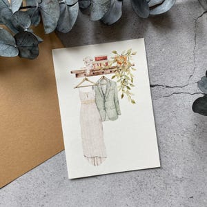 Postkarte: Hochzeitsgaderobe