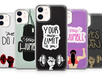 Gym Motivational Phone Case Box Quotes Cover fit for iPhone 14 Pro, 13, 12, 11, XR, 8+, 7 & Samsung S21, A50, A51, A53, Huawei P20, P30 Lite
