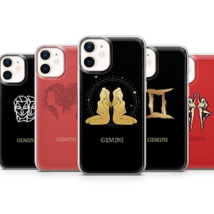 Gemini Phone Case Horoscope Zodiac Cover fit for iPhone 14 Pro, 13, 12, 11, XR, 8+, 7 & Samsung S21, A50, A51, A53, Huawei P20, P30 Lite