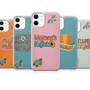 Housse de téléphone féministe Girl Power Women Cover fit pour iPhone 14 Pro, 13, 12, 11, XR, 8+, 7 & Samsung S21, A50, A51, A53, Huawei P20, P30 Lite