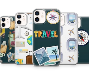 World Map Phone Case Travel Cover fit for iPhone 14 Pro, 13, 12, 11, XR, 8+, 7 & Samsung S21, A50, A51, A53, Huawei P20, P30 Lite