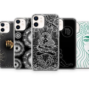 Coque Virgo Case Horoscope adaptée pour iPhone 14 Pro, 13, 12, 11, XR, 8+, 7 & Samsung S21, A50, A51, A53, Huawei P20, P30 Lite