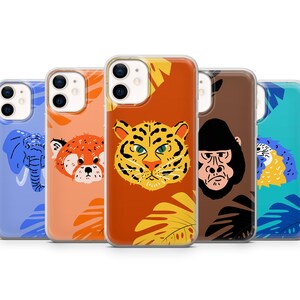Animal Tropical Phone Case Jungle Cute Cover fit for iPhone 14 Pro, 13, 12, 11, XR, 8+, 7 & Samsung S21, A50, A51, A53, Huawei P20, P30 Lite