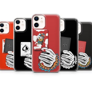 Joker Handyhülle Casino Poker Karten Cover passend für iPhone 14 Pro, 13, 12, 11, XR, 8+, 7 & Samsung S21, A50, A51, A53, Huawei P20, P30 Lite