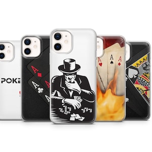 Custodia per telefono Poker Carte da gioco Cover adatta per iPhone 14 Pro, 13, 12, 11, XR, 8+, 7 e Samsung S21, A50, A51, A53, Huawei P20, P30 Lite
