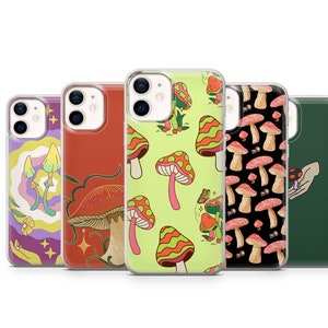 Mushroom Phone Case Hippie Cover fit for iPhone 14 Pro, 13, 12, 11, XR, 8+, 7 & Samsung S21, A50, A51, A53, Huawei P20, P30 Lite