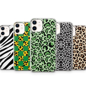Animal Print Phone Case Leopard Cover fit for iPhone 14 Pro, 13, 12, 11, XR, 8+, 7 & Samsung S21, A50, A51, A53, Huawei P20, P30 Lite