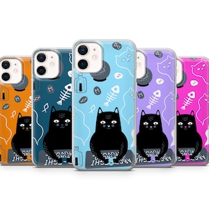 Taro Cat Phone Case Witchy Cover fit pour iPhone 14 Pro, 13, 12, 11, XR, 8+, 7 & Samsung S21, A50, A51, A53, Huawei P20, P30 Lite